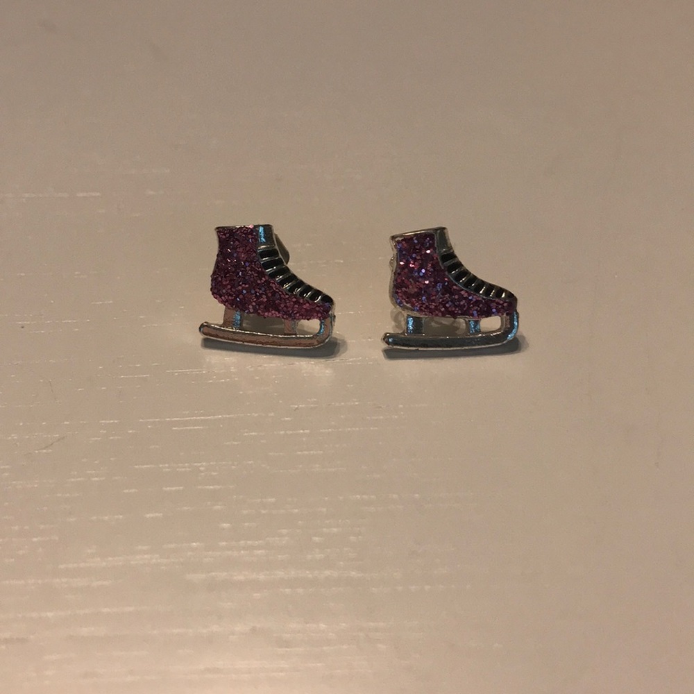 Pink Glittery Skate Earrings